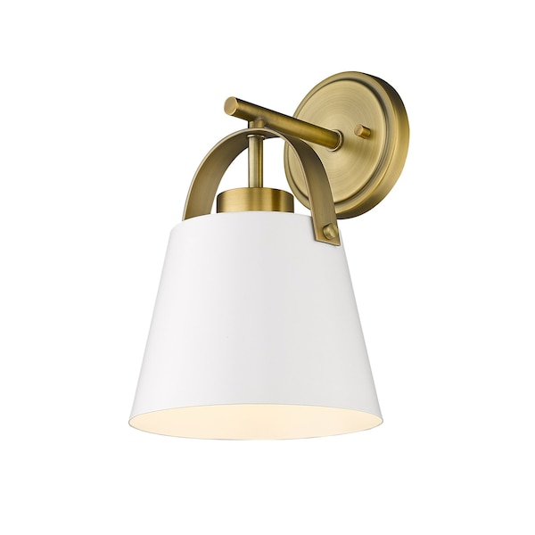 Z-Lite Z-Studio 1 Light Wall Sconce, Matte White & Heritage Brass 726-1S-MW+HBR - main